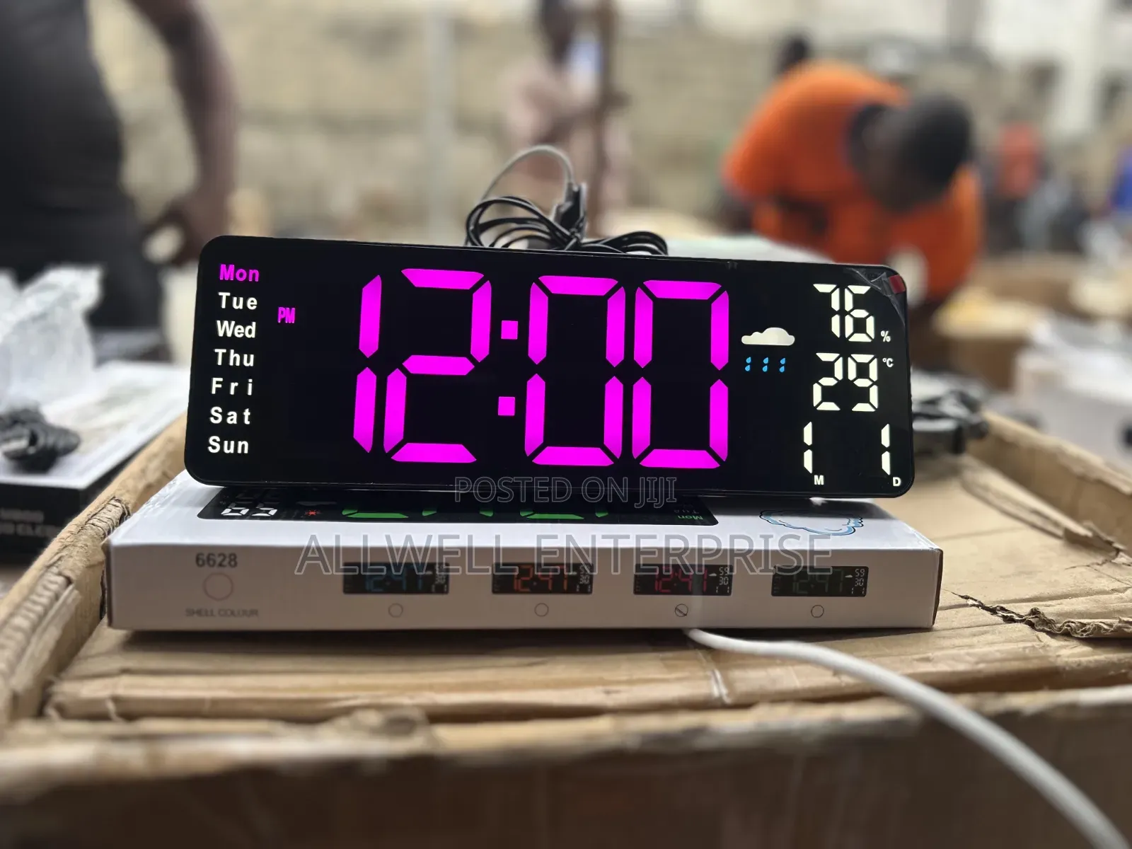 Led Desktop Clock 6628 With Weather Display