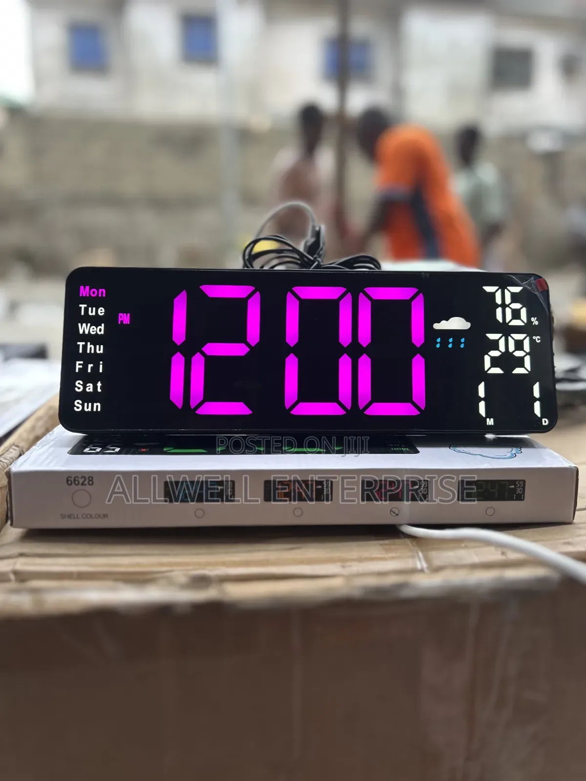 Led Desktop Clock 6628 With Weather Display