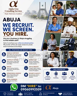 Hire Verified Workers in Abuja: Admin, Nanny, Driver, Etc