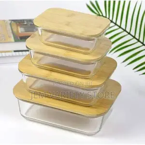 Glass Food Storage Containers With Bamboo Lids Set