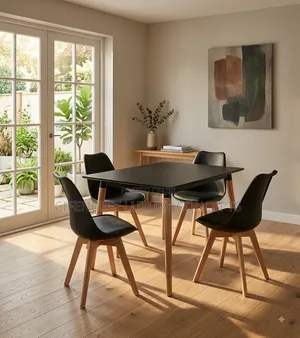 Rectangular Wooden Restaurant Table and 4 Chairs