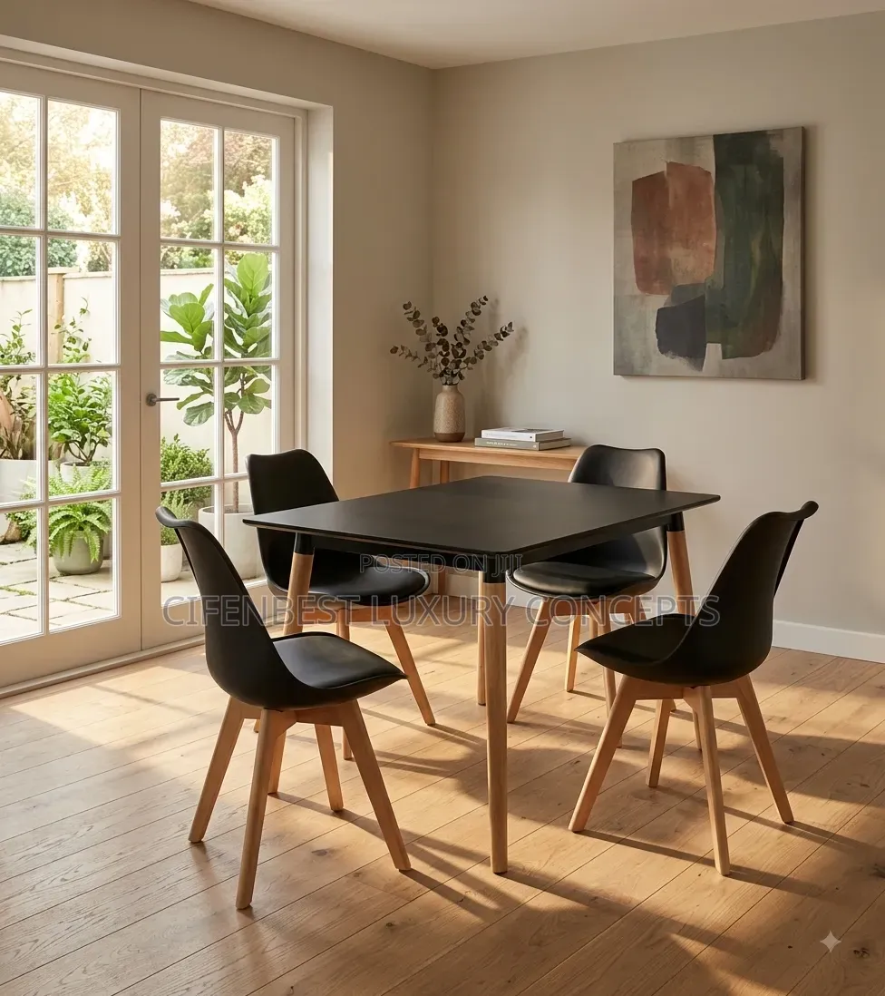 Rectangular Wooden Restaurant Table and 4 Chairs