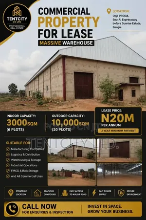 Massive Warehouse in Enugu for Lease.