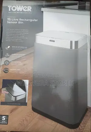 Tower Black 75L Rectangular Sensor Bin