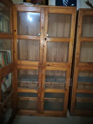 Wooden Bookshelf Double Glass