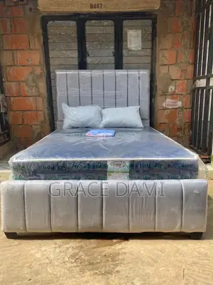 4x6 8” Foreign Orthopedic Mattress+ BedFrame+ Fiber Pillows+ Bedsheets