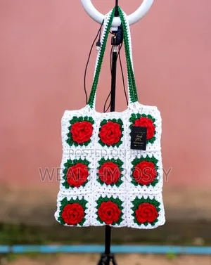 Crochet Rose Tote Bag