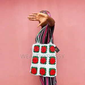 Crochet Rose Tote Bag