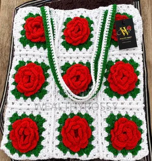 Crochet Rose Tote Bag