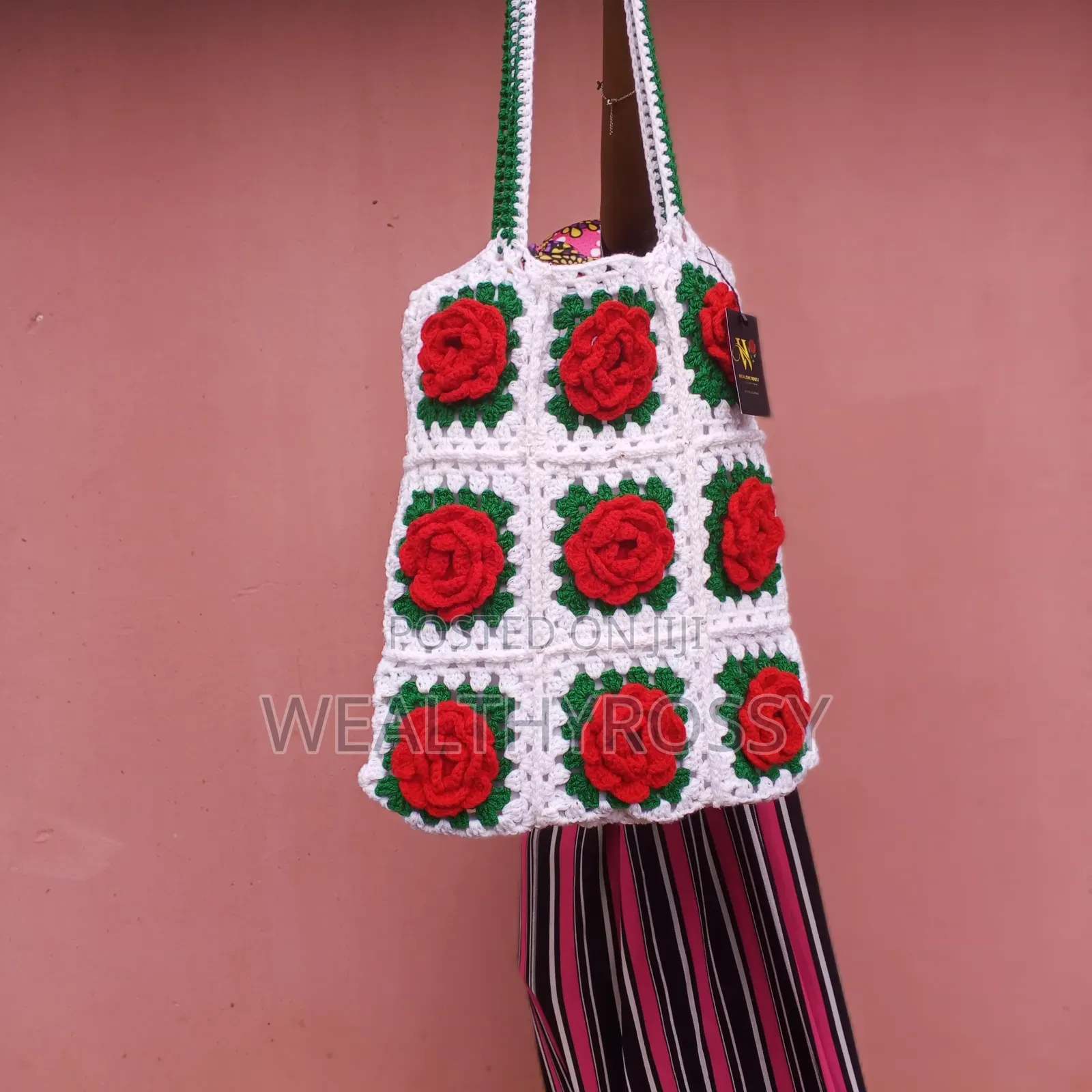Crochet Rose Tote Bag