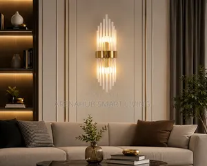 Gold/Black Stainless Steel Crystal Wall Sconce for Living Room,