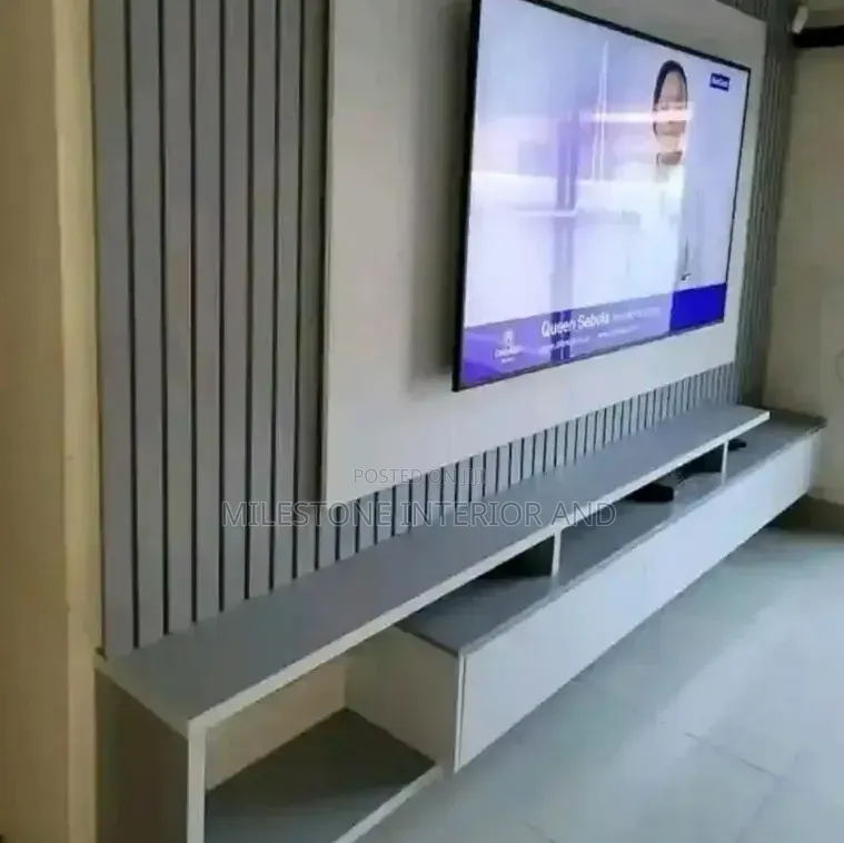 TV Panel and Console With Suspended Console