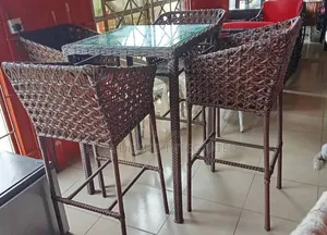 Rattan Dining Set With Glass Table – 4 Seater