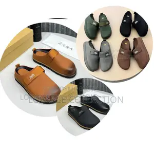 Zara Men’S Minimalist Leather-Look Buckle Strap Mules