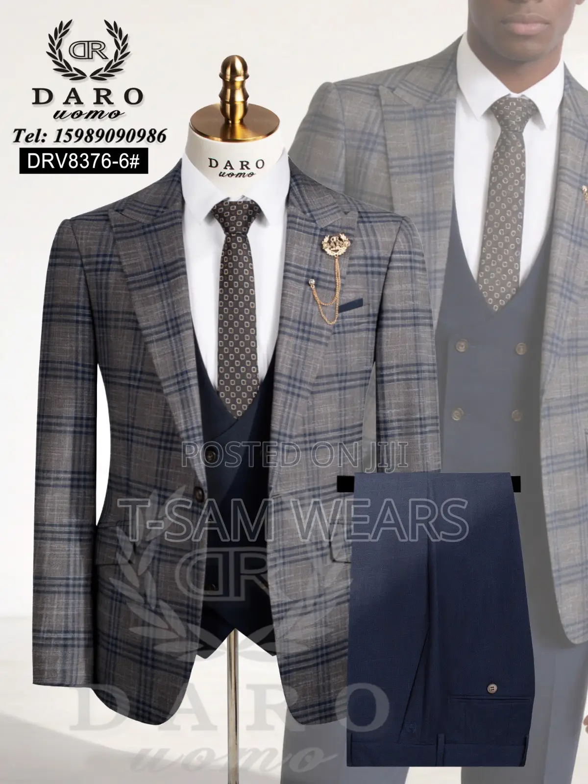Black Smart Checkers Suit