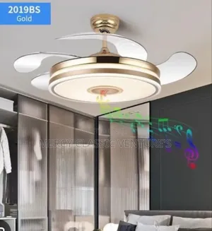 2019BS Gold Ceiling Fan Light With Bluetooth Speaker