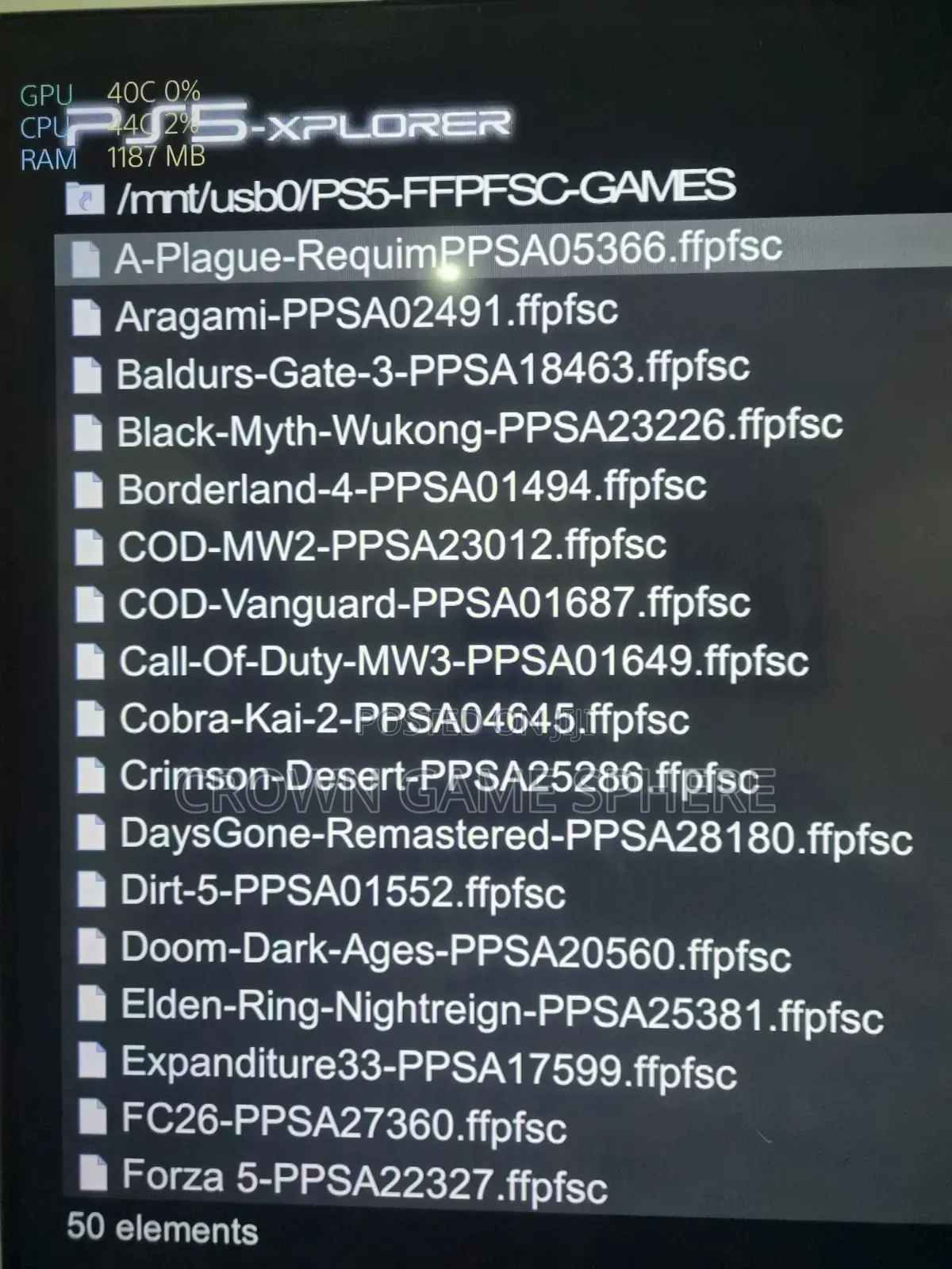 PS5 Game List for Jailbroken PS5 Installation
