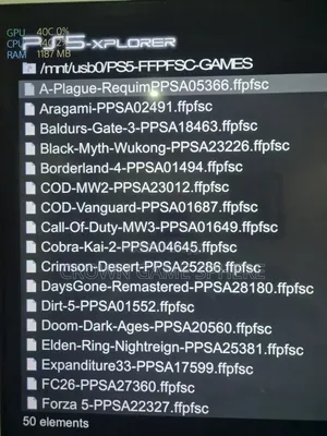 PS5 Game List for Jailbroken PS5 Installation