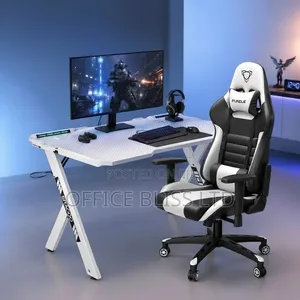 A Set of Furgle Gaming Chair and RGB White Table