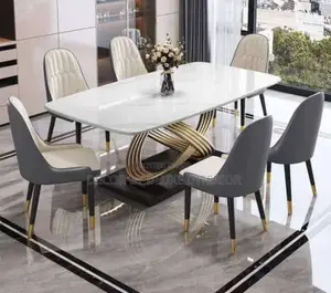 Italian Style Marble 6-Seater Dining Table Set