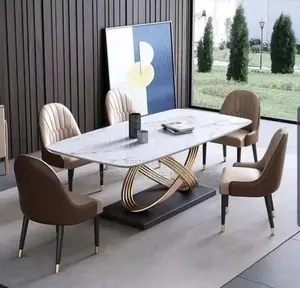 Italian Style Marble 6-Seater Dining Table Set