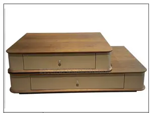 Italian Minimalist Rotating Solid Wood Coffee Table Set