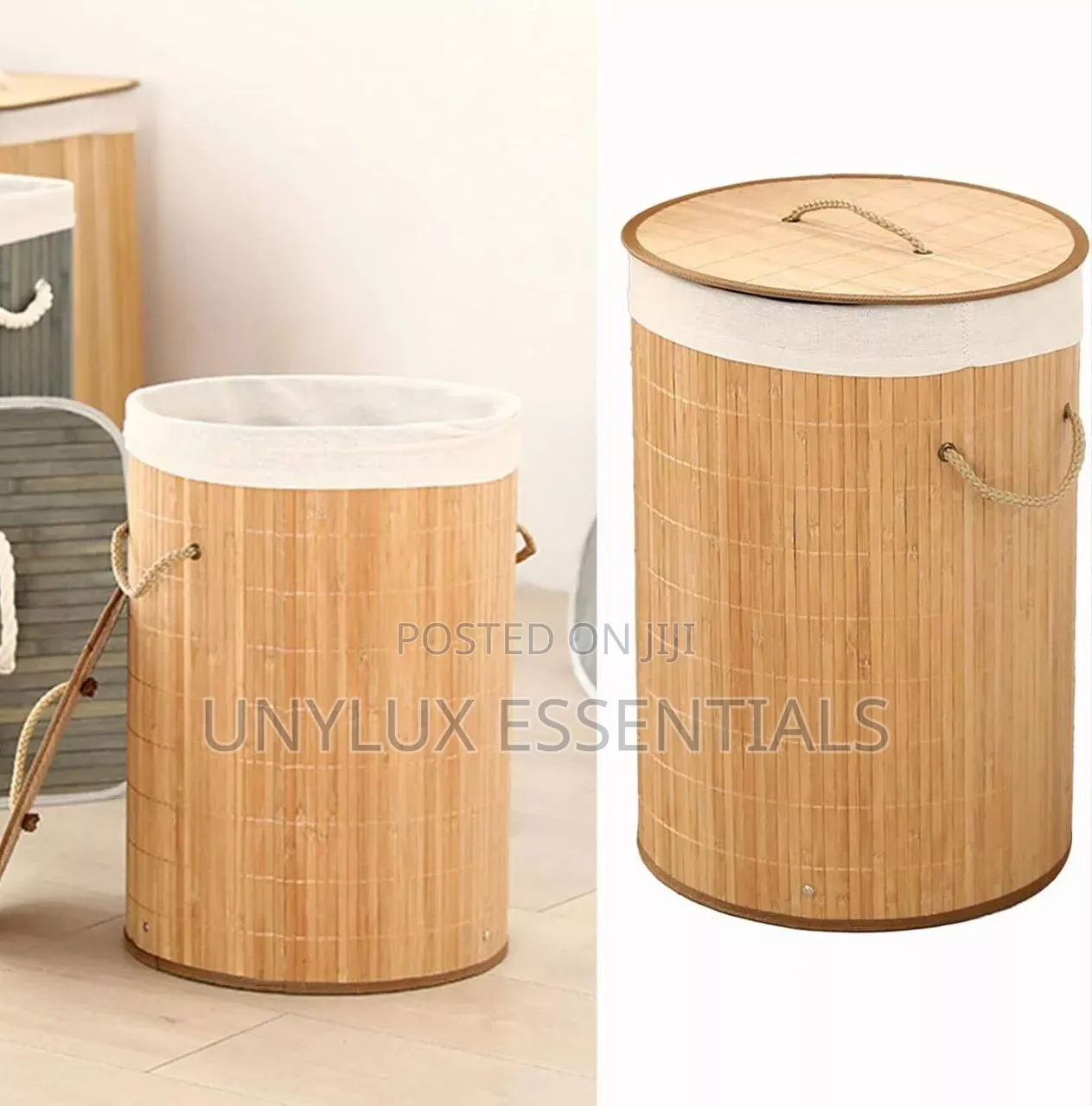 Round Bamboo Laundry Bag