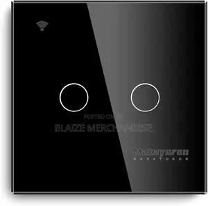 2-Gang Black Glass Touch Smart Wall Switch