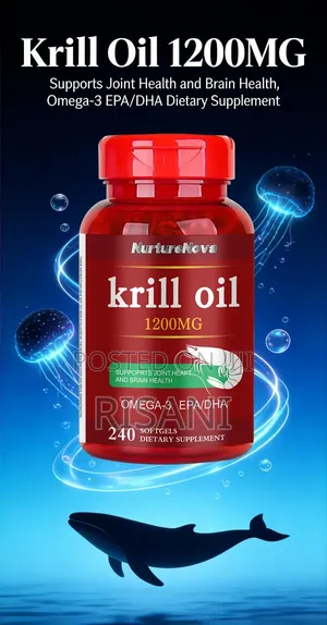 Krill Oil by 1200mg by 240 Soft Gels, Supports Bone and Brain Health