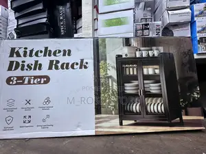 3-Tier Kitchen Dish Rack With Dust-Proof Cabinet