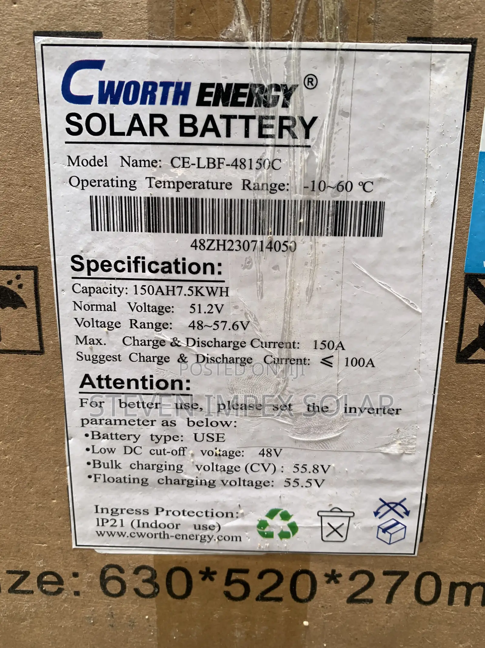 CWORTH ICON Lithium Solar Battery 7.5kwh 48v