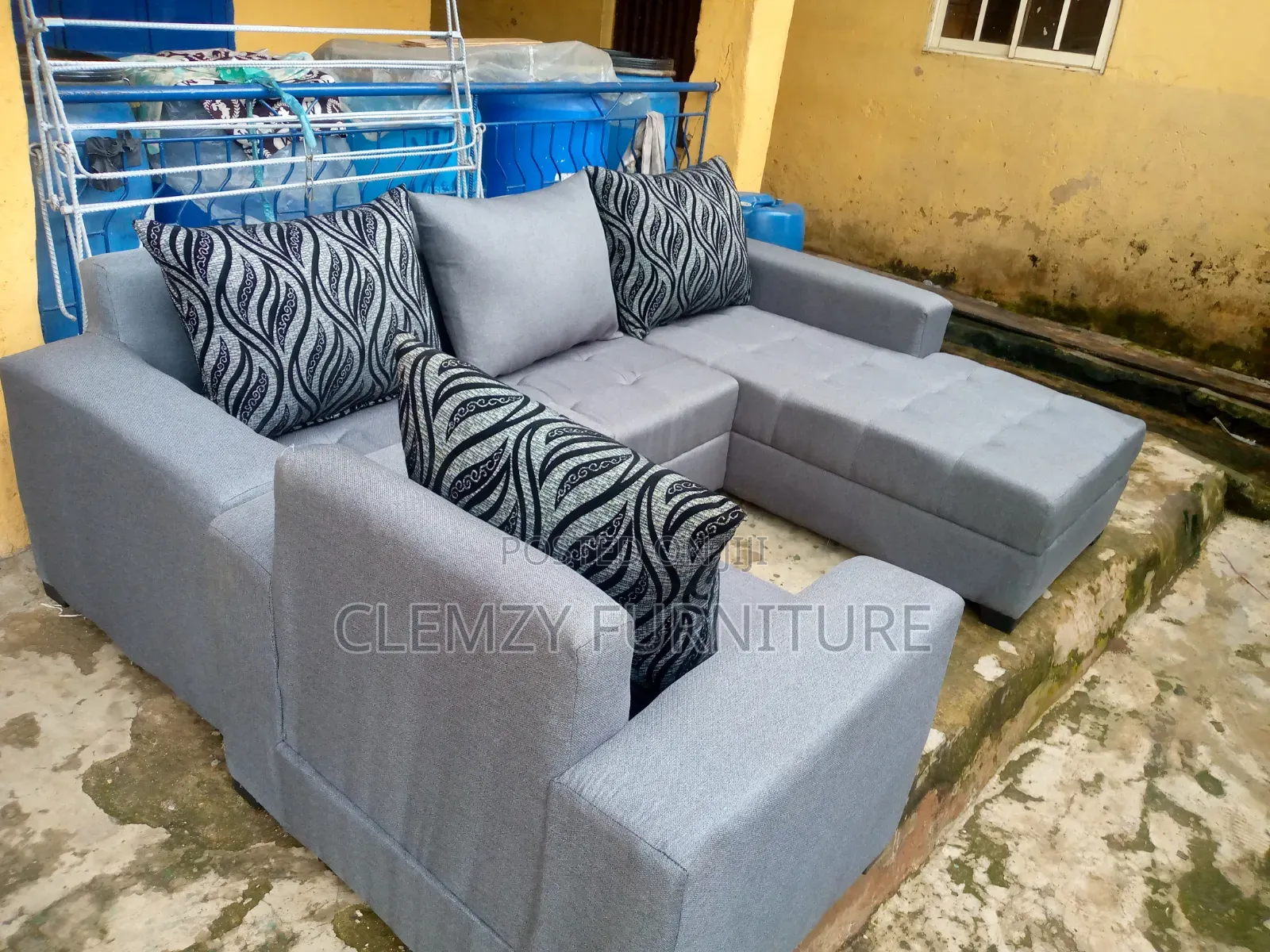 L Shape Sofas and a Single Seater (Gray Color)