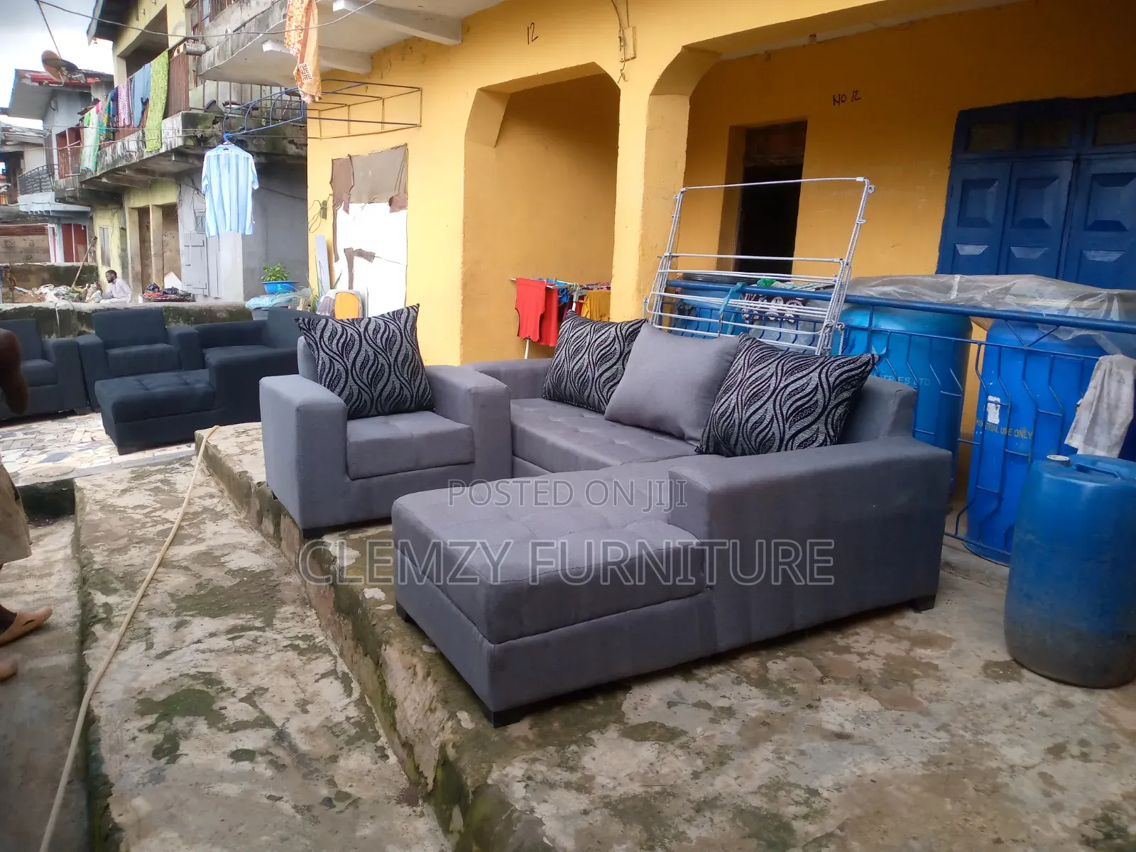 L Shape Sofas and a Single Seater (Gray Color)