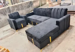 Beautiful Black Colour L Shape Sofas and a Single Seater