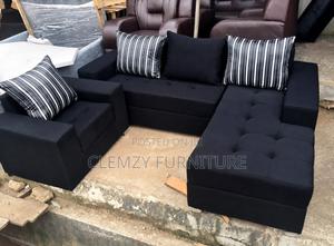 Beautiful Black Colour Lshape Sofas and a Single Seater With Pillows
