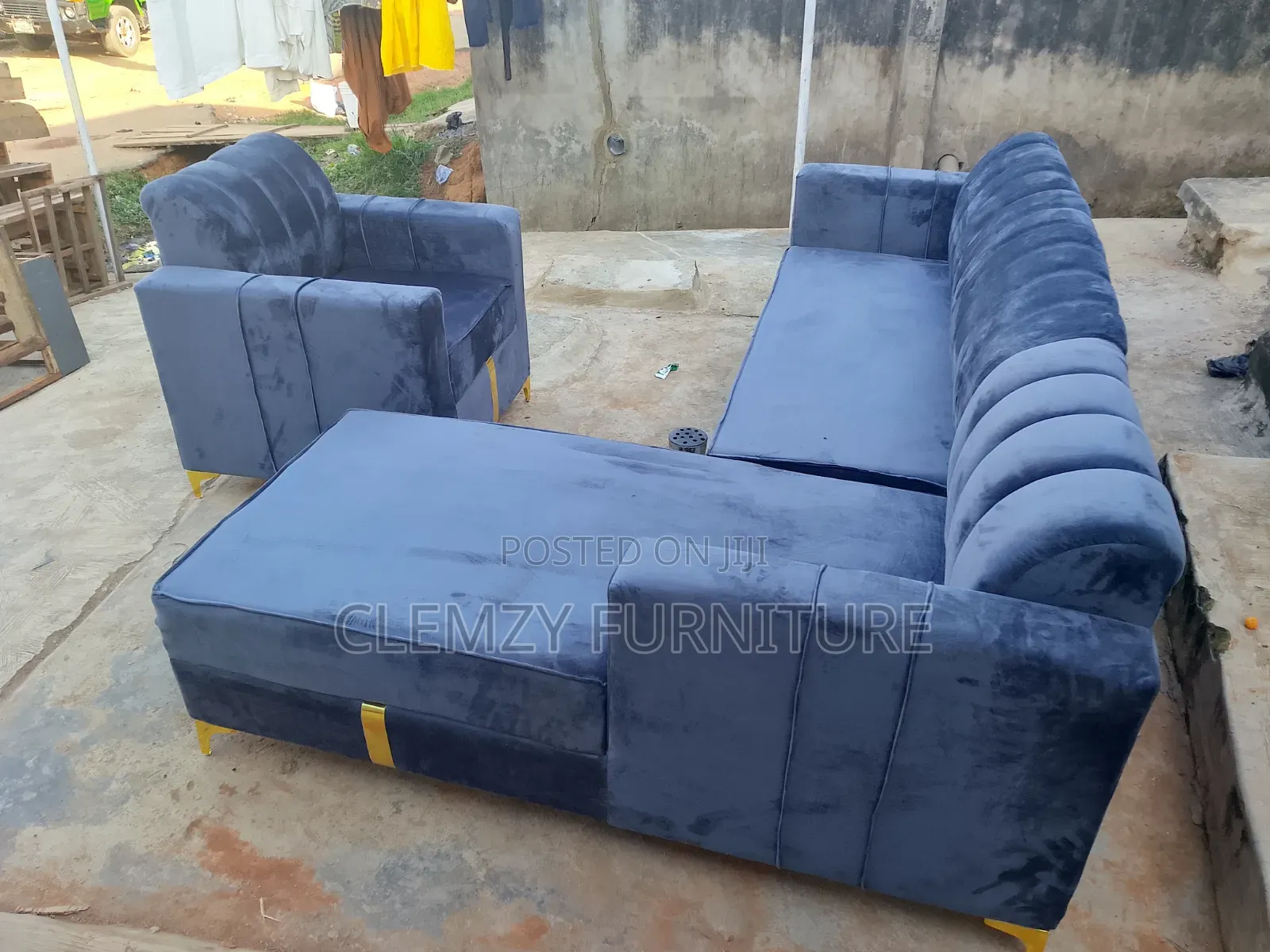 Exquisite Gray Color L Shape Sofas and a Single Seater