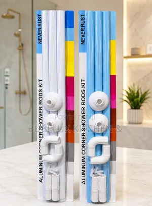 Aluminium Corner Shower Curtain Rod Kit