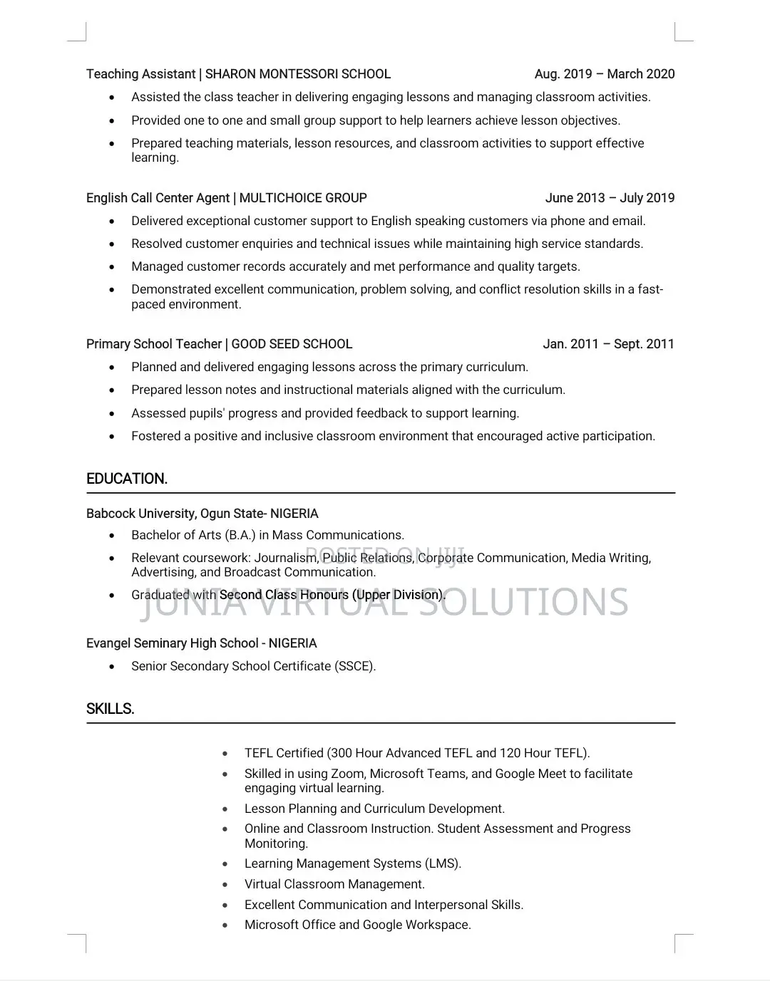 Tefl Certified Tutor