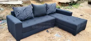 Black Fabric L Shape Sofas