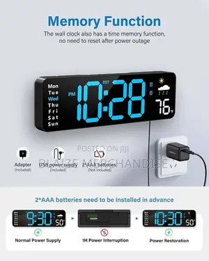 Large-Font Rectangular LED Digital Alarm Clock