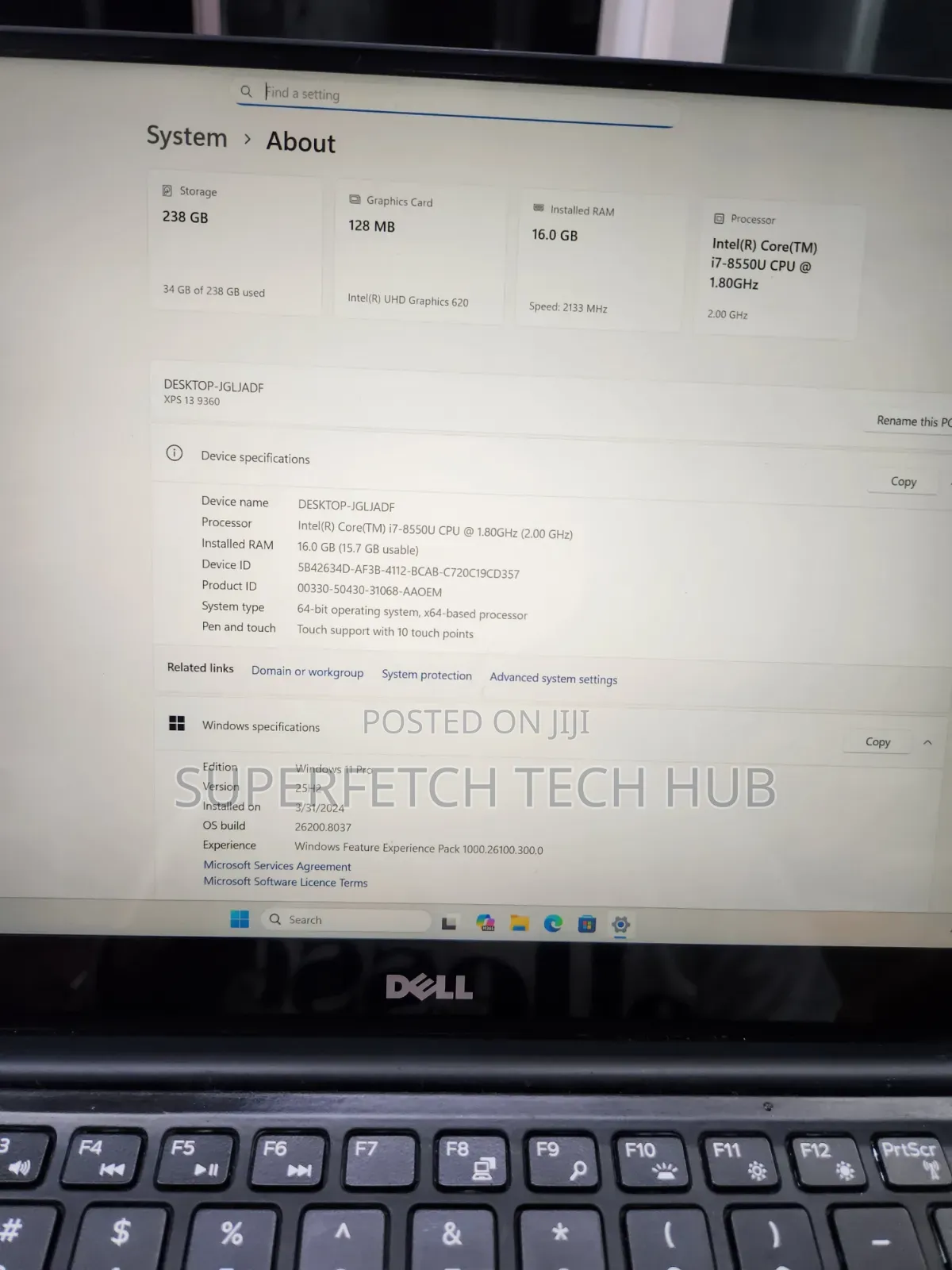 Laptop Dell XPS 13 16GB Intel Core i7 SSD 512GB
