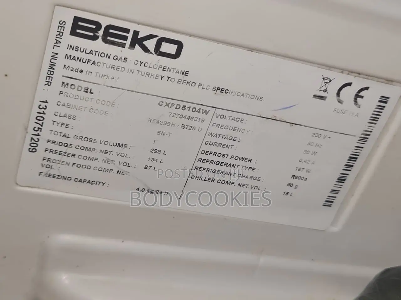 Beko Standing Fridge
