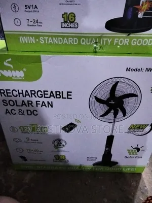 IWIN ENERGY 18 Inches Rechargeable Solar Standing Fan AC/DC
