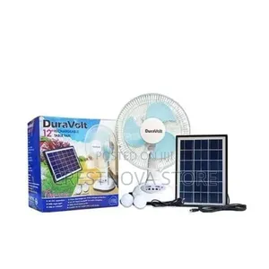 Duravolt 12 Inches Rechargeable Table Fan With Solar Panel