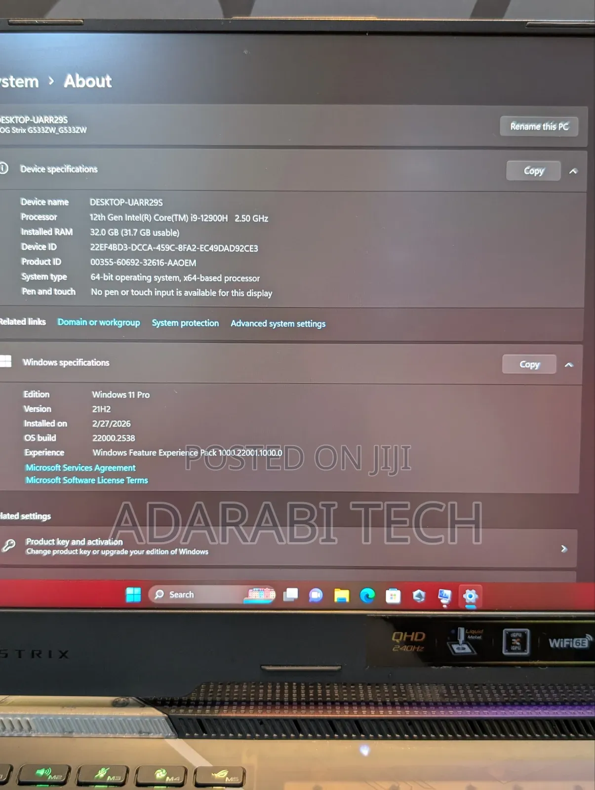 Laptop Asus ROG Strix G15 32GB Intel Core i9 SSD 1T