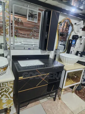 Marble Top Cabinet and LED Mirror