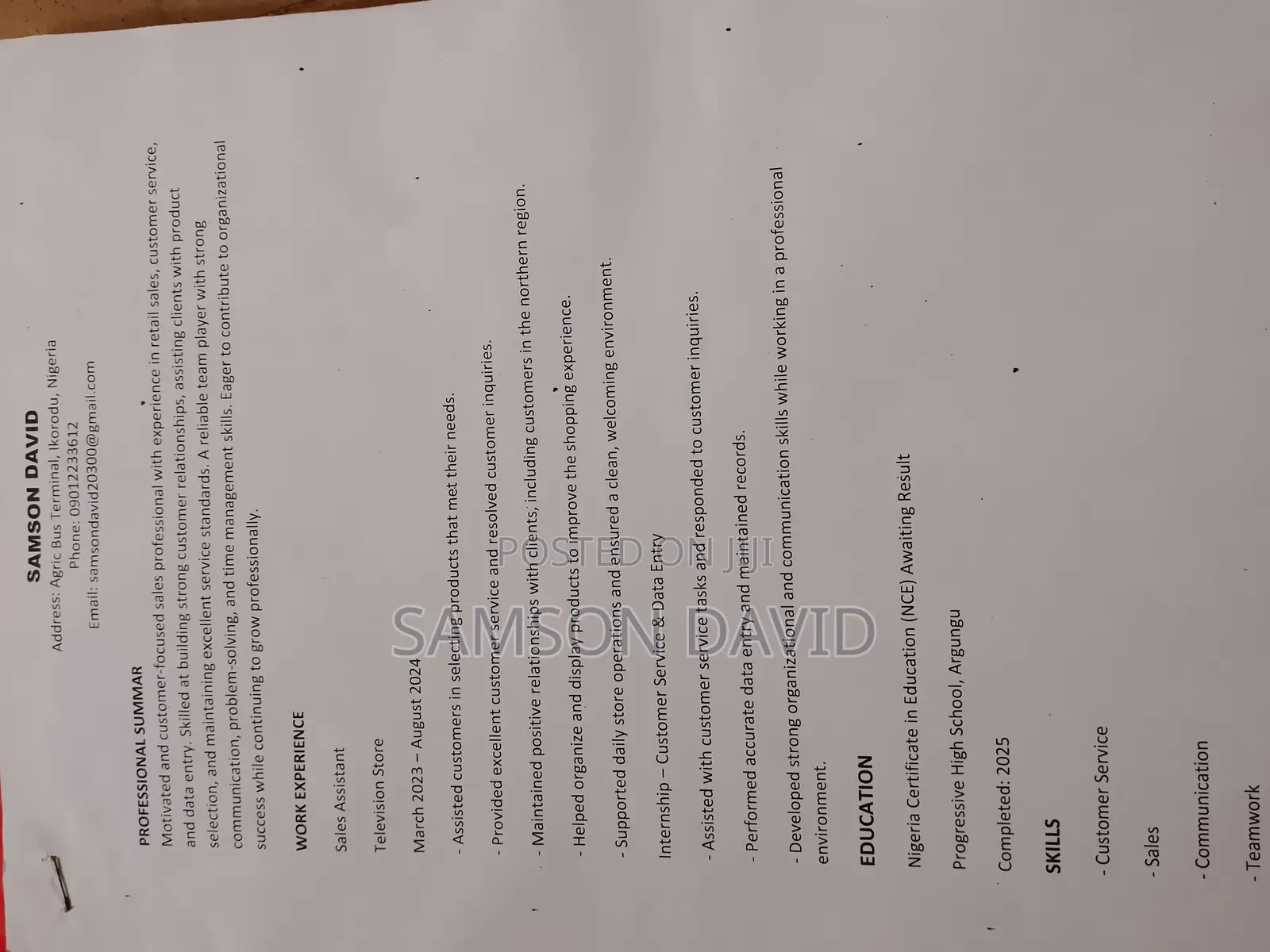 Manufacturing CV
