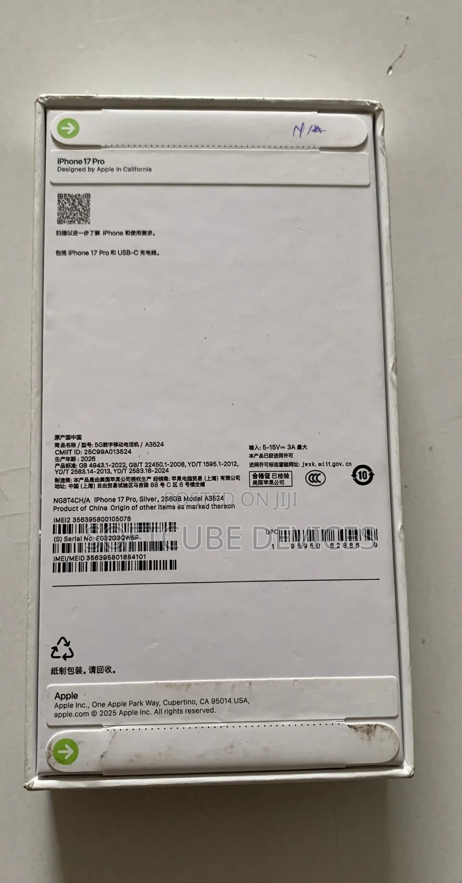 New Apple iPhone 17 Pro 256 GB White