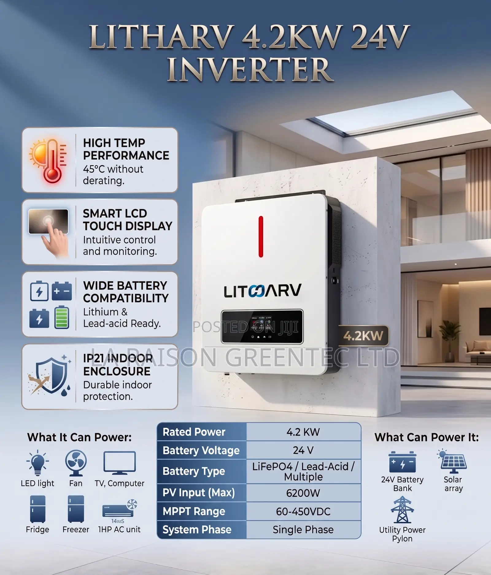 Litharv 4.2kwh Hybrid Inverter