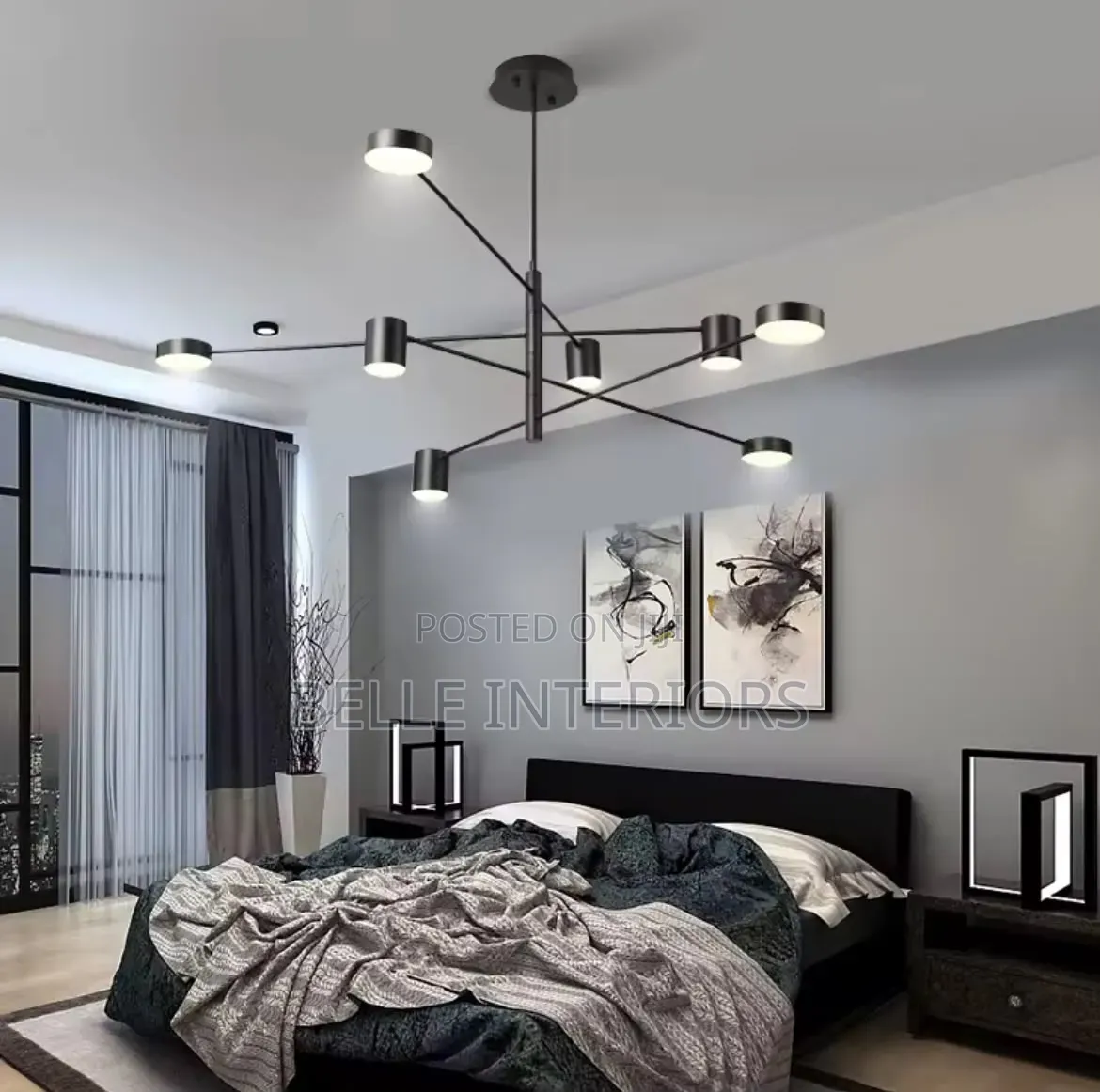 Living Room Chandelier Simple Black